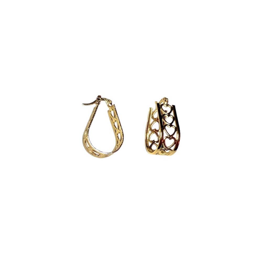 gold heart hoops